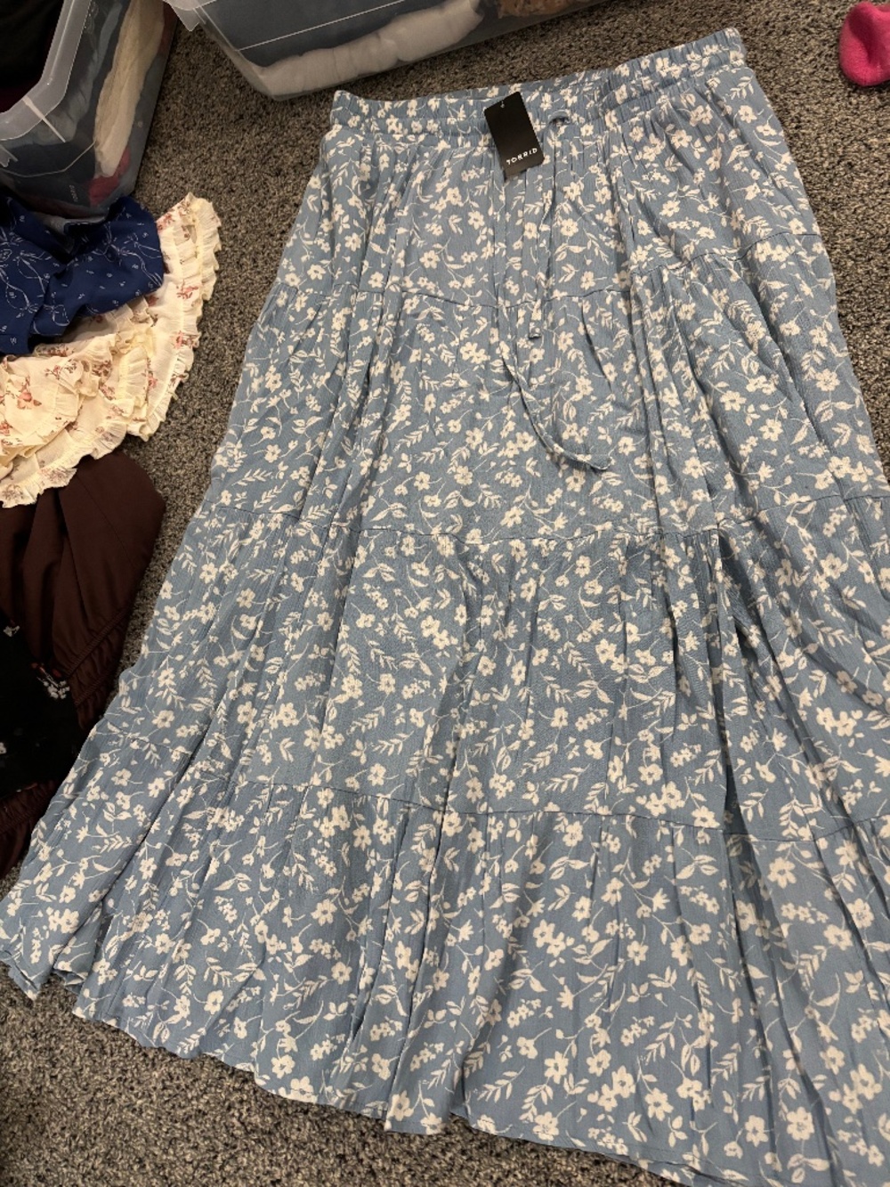 Torrid blue floral maxi skirt 0x large 12 nwt